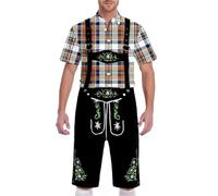 Generisch Camicia casual da uomo a maniche corte con motivo a quadri, per l'uso quotidiano, design leggero ed elastico, ideale per attività estive, gite nel tempo libero, Colore: arancione., S