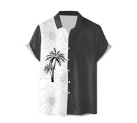 Generisch Camicia casual da uomo a maniche corte con stampa 3D, alla moda, per il tempo libero, resistente alle pieghe, con stampa urbana, top casual versatile per l'uso quotidiano, grigio., 3XL