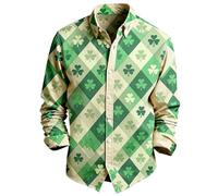 Generisch Camicia casual da uomo con motivo St Day, a maniche lunghe, con bottoni, ideale per occasioni festive, feste nella vita di tutti i giorni