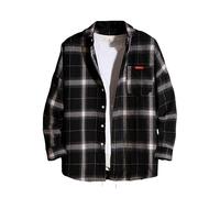 Generisch Camicia casual da uomo primaverile con design a scacchi pratico effetto bottoni tascabili per una moda casual elegante in qualsiasi condizione atmosferica, Nero , L