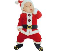 Generisch Camicia che costume di Natale Set pentole + pantaloni + berretto + calzini infantili Babbo Natale Boys Outings & Set vestiti natalizi per bambini (rosso, 100)