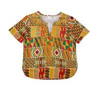 Generisch Camicia classica Africa Dashiki casual ampia per ragazzi e ragazze, a maniche corte, stampa etnica, per il tempo libero, Colore: arancione., 4-5 Anni