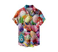 Generisch Camicia corta maschile primavera-pasqua con camicia stampata a monopetto con tasca, Colore: rosa., M