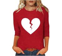 Generisch Camicia da donna a maniche 3/4, oversize, primaverile, con amore, a forma di cuore, a tunica, Hip Hop Y2k, estiva, a maniche lunghe, per il tempo libero, in viaggio, Rot87, M