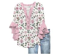 Generisch Camicia da donna elegante e ampia per l'uso quotidiano, perfetta per la primavera, l'estate e l'autunno. Si abbina facilmente a jeans per un, Rosa chiaro., L