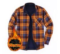 Generisch Camicia da lavoro da uomo a quadri, termica, con tasche, in lana di montone, a quadri, in flanella spessa, imbottita, in pile, giacca da escursionismo, autunno, inverno, giacca da uomo