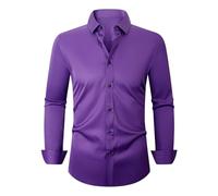 Generisch Camicia da lavoro da uomo, slim fit, elasticizzata: camicia da lavoro con bottoni, a maniche lunghe, con colletto rovesciato, in tinta unita, per il tempo libero, elegante, classica e comoda