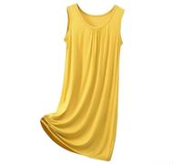Generisch Camicia da notte da donna, a maniche lunghe, comoda, girocollo, senza maniche, casual, basic da donna, a maniche corte, colore nero, giallo., 7XL