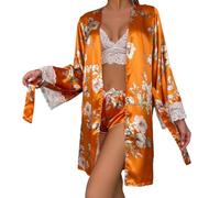 Generisch Camicia da notte da donna con cardigan in pizzo, accappatoio, set di lingerie seducente per notti riposanti, elegante combinazione di due pezzi, tessuto morbido, vestibilità perfetta per le