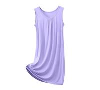 Generisch Camicia da notte da donna in cotone, da notte, oversize, a maniche corte, in cotone, da notte, Pajamas B1-light Lilla, 3XL