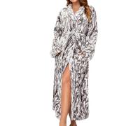 Generisch Camicia da notte da donna in flanella calda con lavorazione alla moda per il massimo comfort, eleganza elegante in ogni stagione, grigio., M