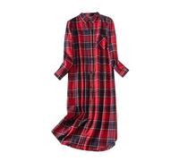 Generisch Camicia da notte da donna lunga in cotone comoda vestaglia baggy morbida pigiama a maniche lunghe accogliente tuta da casa invernale sleepwear tuta termica loungewear tuta per il tempo