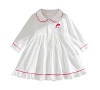 Generisch Camicia da notte natalizia da ragazza con patch di Babbo Natale - Abito da notte a maniche lunghe in stile classico | Dolce abito da notte per le vacanze, Stil_p02 Bianco, 3-4 Anni
