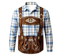 Generisch Camicia da uomo a maniche corte con strisce verticali, vestibilità comoda per il tempo libero, design a tinta unita, Blu, 3XL