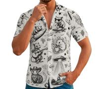 Generisch Camicia da uomo a maniche corte dal design creativo con stampa animale stravagante, camicia hawaiana con divertenti motivi di opossum, camicia casual non convenzionale per festival e feste