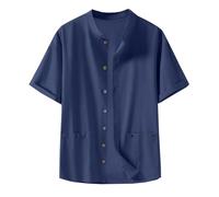 Generisch Camicia da uomo a maniche corte, estiva, leggera, traspirante, con bottoni, tinta unita, vestibilità comoda, per il tempo libero, senza pieghe, facile da pulire, a maniche corte, senza