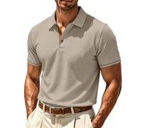 Generisch Camicia da uomo a maniche corte, per il tempo libero, in seta di ghiaccio, colori a contrasto, con motivo, colletto rovesciato, per l'uso quotidiano