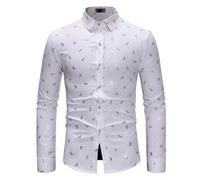Generisch Camicia da uomo a maniche lunghe, business, casual, senza pieghe, elasticizzata, regolare, traspirante, per il tempo libero, senza stiratura, in tinta unita, bianco, L