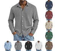Generisch Camicia da uomo a maniche lunghe con bottoni in mussola, leggera, estiva, comoda, traspirante, da spiaggia, tinta unita, senza cappuccio, maglione da lavoro, vacanze, festival, bianco, 3XL