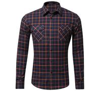 Generisch Camicia da uomo a maniche lunghe, con colletto rovesciato, vestibilità normale, a quadretti, design leggero, con tasca sul petto, leggera, comoda, per il tempo libero, da uomo a maniche