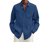 Generisch Camicia da uomo a maniche lunghe, Oktoberfest, con colletto alto, per il tempo libero, da uomo, a quadri, per l'Oktoberfest e delicato sulla pelle, Blu-B, 5XL