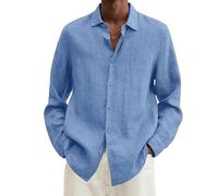 Generisch Camicia da uomo a maniche lunghe, Oktoberfest, con colletto alto, per il tempo libero, da uomo, a quadri, per l'Oktoberfest e delicato sulla pelle, Azzurro-C., M