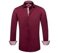 Generisch Camicia da uomo a maniche lunghe, vestibilità normale, leggera, design sciancrato, per matrimonio, affari, da ufficio, senza stiratura, facile da pulire, per il tempo libero, con bottoni