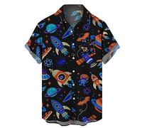 Generisch Camicia da uomo alla moda con stampa alla moda per le giornate estive in spiaggia, attività ricreative rilassate nella stagione calda, Blu scuro, XXL