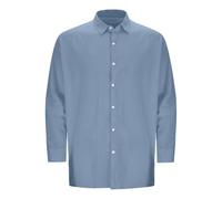 Generisch Camicia da uomo alla moda per l'estate con design a maniche lunghe, elegante opzione Button Up in tinta unita per uno stile casual quotidiano, Azzurro, L