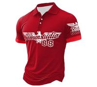 Generisch Camicia da uomo casual a maniche corte con Europa il secondo, Colore: rosso, L