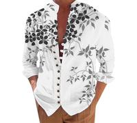 Generisch Camicia da uomo con stampa digitale 3D per le vacanze, per il tempo libero, con chiusura a bottoni e maniche lunghe come accompagnamento perfetto al mare, Nero , L