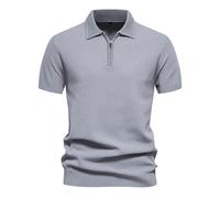 Generisch Camicia da uomo in cotone per l'estate dal design alla moda come abbigliamento casual traspirante, grigio., S