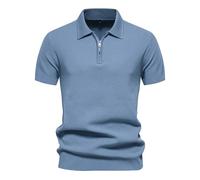 Generisch Camicia da uomo in cotone per l'estate dal design alla moda come abbigliamento casual traspirante, Azzurro, L