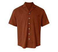 Generisch Camicia da uomo in lino Hawaii Channeling Hugh Revers, casual, sport, spiaggia, a maniche corte, marrone, S