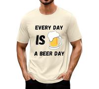 Generisch Camicia da uomo Oktoberfest con stampa birra, a maniche corte, con scollo rotondo, per ogni giorno è Beer Day, Beige Beer Shirt Uomo, XL