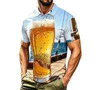 Generisch Camicia da uomo per il tempo libero con design stampato a maniche corte, traspirante, comoda per tutti i giorni, attività all'aperto e per il tempo libero, ideale per le esperienze, Celeste