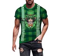 Generisch Camicia da uomo per il tempo libero con stampa per l'estate e la primavera come elegante camicetta a maniche corte nello stile di un maglione, verde, XXL