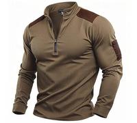 Generisch Camicia da Uomo Tactical Combat a Maniche Lunghe con Zip e Collo a Giacca Flecktarn Slim Fit Sweatshirt Camouflage Paintball Airsoft Army Hemd Bundeswehr T-Shirt Militare Uniforma con