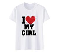 Generisch Camicia di design da uomo, San Valentino, lettera d'amore, stampa in tessuto morbido, colletto a maniche corte, alla moda, casual, top, bianco, XL