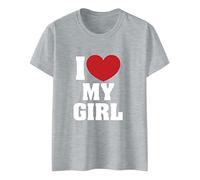 Generisch Camicia di design da uomo, San Valentino, lettera d'amore, stampa in tessuto morbido, colletto a maniche corte, alla moda, casual, top, grigio., XXL