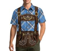Generisch Camicia estiva da uomo a maniche corte con bottoni, stampata, vestibilità regolare, da spiaggia, per il tempo libero, sportiva, traspirante, casual, per tutti i giorni, Blu marino, 5XL