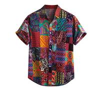 Generisch Camicia hawaiana colorata da uomo dal design casual stile a maniche corte per occasioni estive, eventi speciali in tempo libero e in spiaggia o in piscina, multicolore, L
