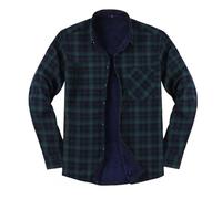 Generisch Camicia in pile flanella da uomo a quadri giacca da boscaiolo colletto pieghevole giacca in pile camicia da boscaiolo fodera in pile termo outdoor giacca invernale morbida camicia termica