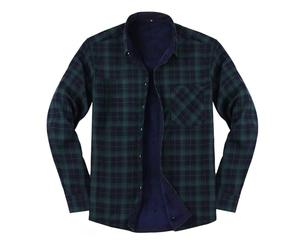 Generisch Camicia in pile flanella da uomo a quadri giacca da boscaiolo colletto pieghevole giacca in pile camicia da boscaiolo fodera in pile termo outdoor giacca invernale morbida camicia termica