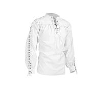 Generisch Camicia medievale per bambini piccoli, camicia con lacci, per Halloween, costume scozzese da Jakobite scozzese, top classico, Wh1, 17-18 anni
