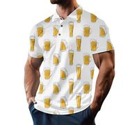 Generisch Camicia Oktoberfest da uomo Oktoberfestbier polo stampa birra abbigliamento manica corta pulsante scollo a V polo camicie 2025, Bianco Beer Shirt Uomo, XL