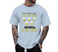 Generisch Camicia Oktoberfest da uomo per birra Oktoberfest, abbigliamento a maniche corte, girocollo, maglietta divertente stampa di birra Stampe frasi Top 2025, Maglietta da uomo blu Beer, L