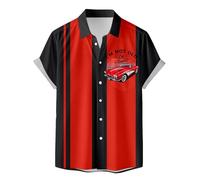Generisch Camicia stampata a maniche corte con bottoni e decorazioni floreali floreali, parte anteriore aperta come camicetta estiva leggera per una moda casual rilassata, Nero , 5XL