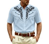 Generisch Camicia western senza tempo a maniche lunghe con bottoni, colletto classico, vestibilità perfetta per uomo, ideale per il tempo libero, passeggiate in città, robusto tessuto di cotone
