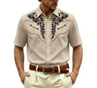 Generisch Camicia western senza tempo a maniche lunghe con bottoni, colletto classico, vestibilità perfetta per uomo, ideale per il tempo libero, passeggiate in città, robusto tessuto di cotone